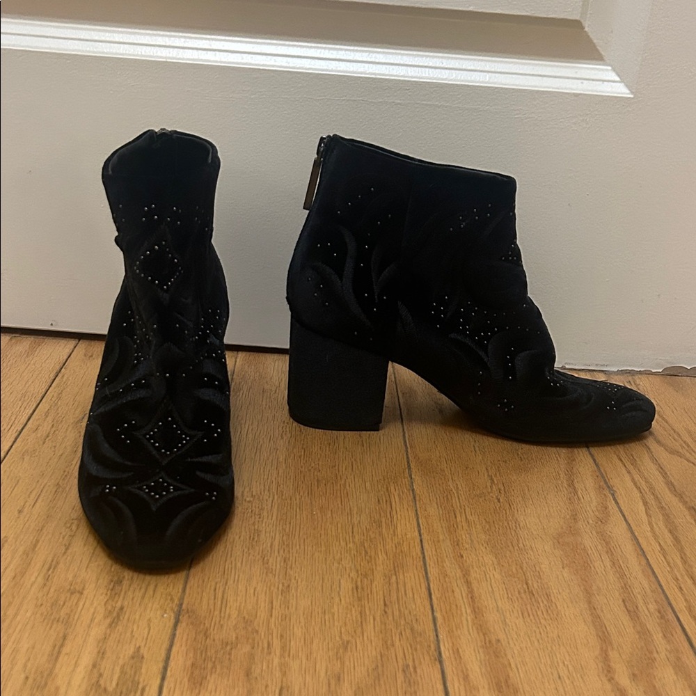 Dolce Vita Black Velvet Ankle Booties